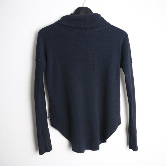 Aritzia Tna Thermal Cowl Neck Black Waffle Knit Long-sleeve Shirt Size XXS - Picture 9 of 9